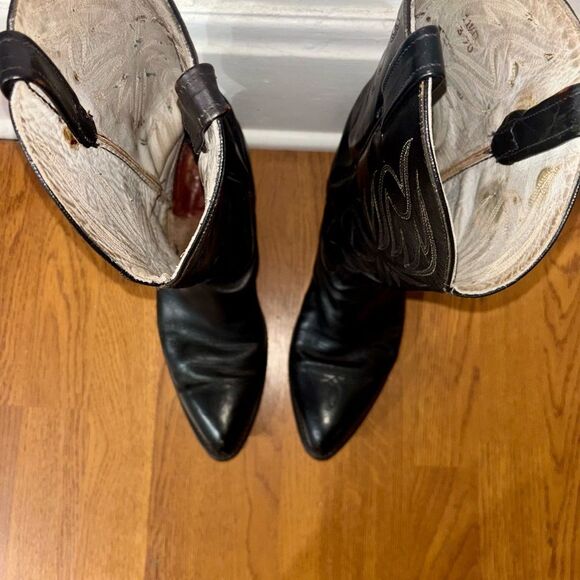 1990s Lucchese 4710 Black Cowboy Boots 11.5 D Mens - Picture 4 of 10